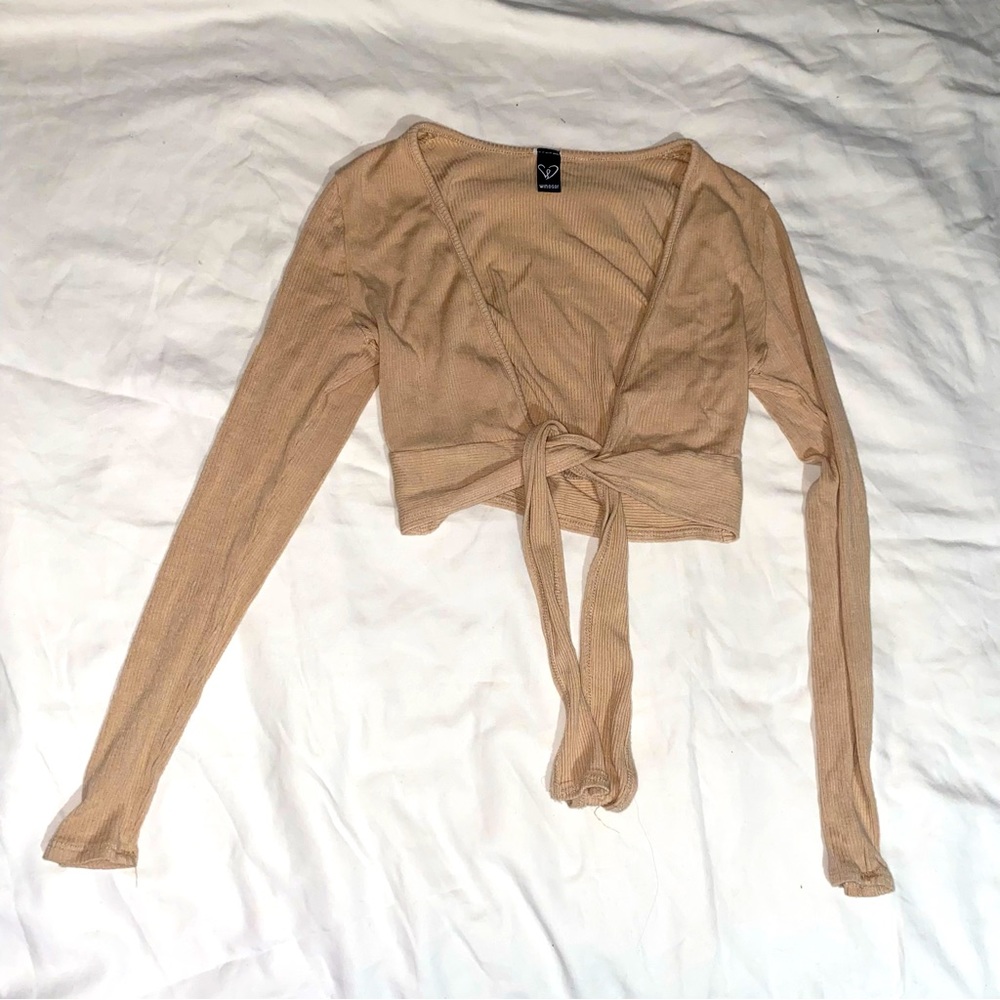 Tie front long sleeve top